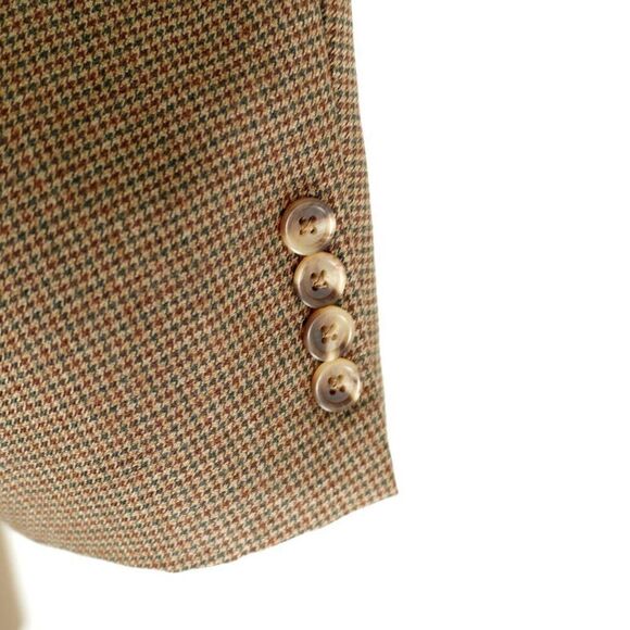 Nautica Wool Brown Green Houndstooth 2 Button Sport Coat‎ 42R - Picture 4 of 14